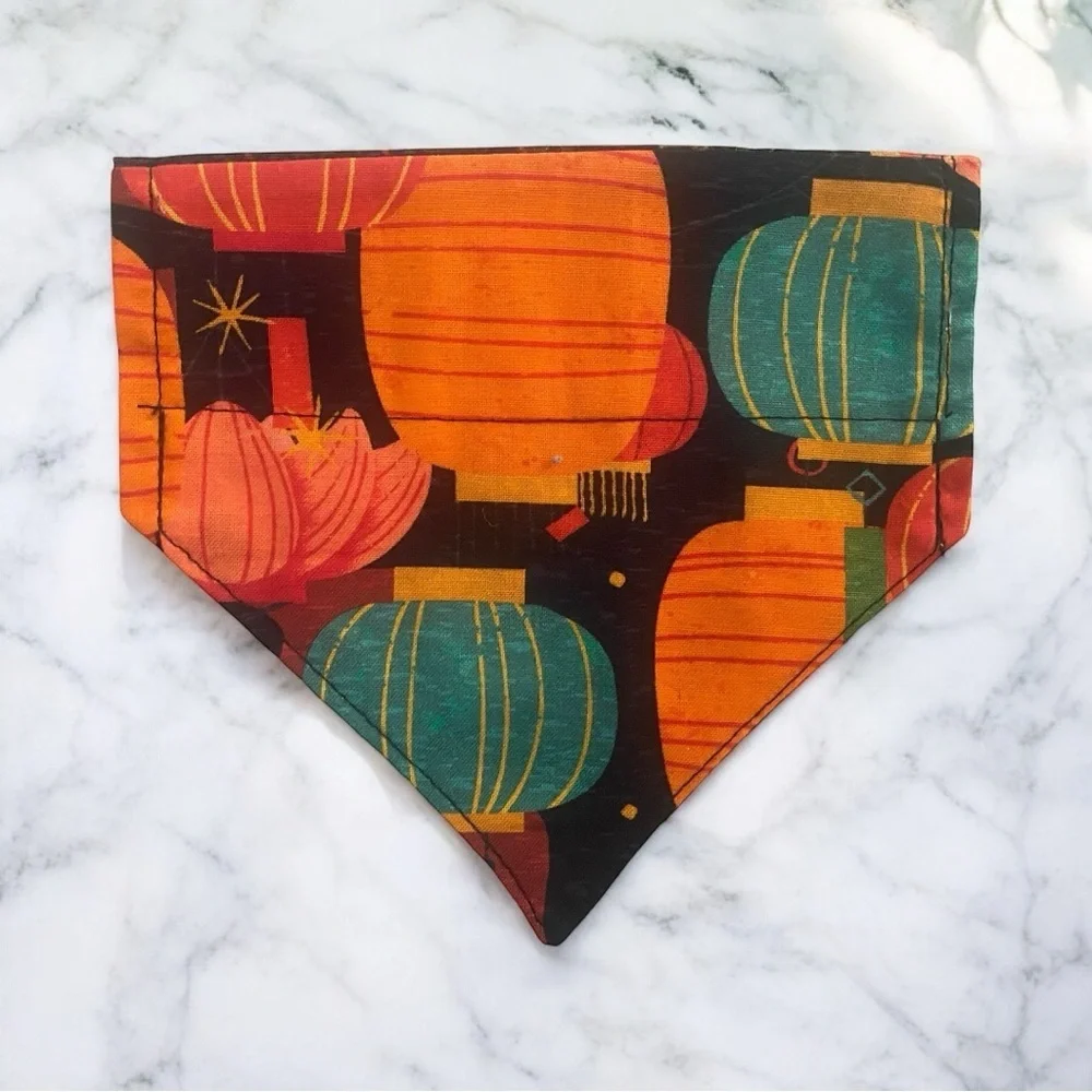 DOG Bandana - Lunar New Year & Lanterns (Reversible) - Size XS